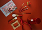 वोनिरा प्रोफेशनल क्रिसमस मेकअप ब्रश सेट 7 पीस ग्लिटर कॉस्मेटिक ब्रश टूल किट लड़कियों के जन्मदिन उपहार के लिए लाल रंग